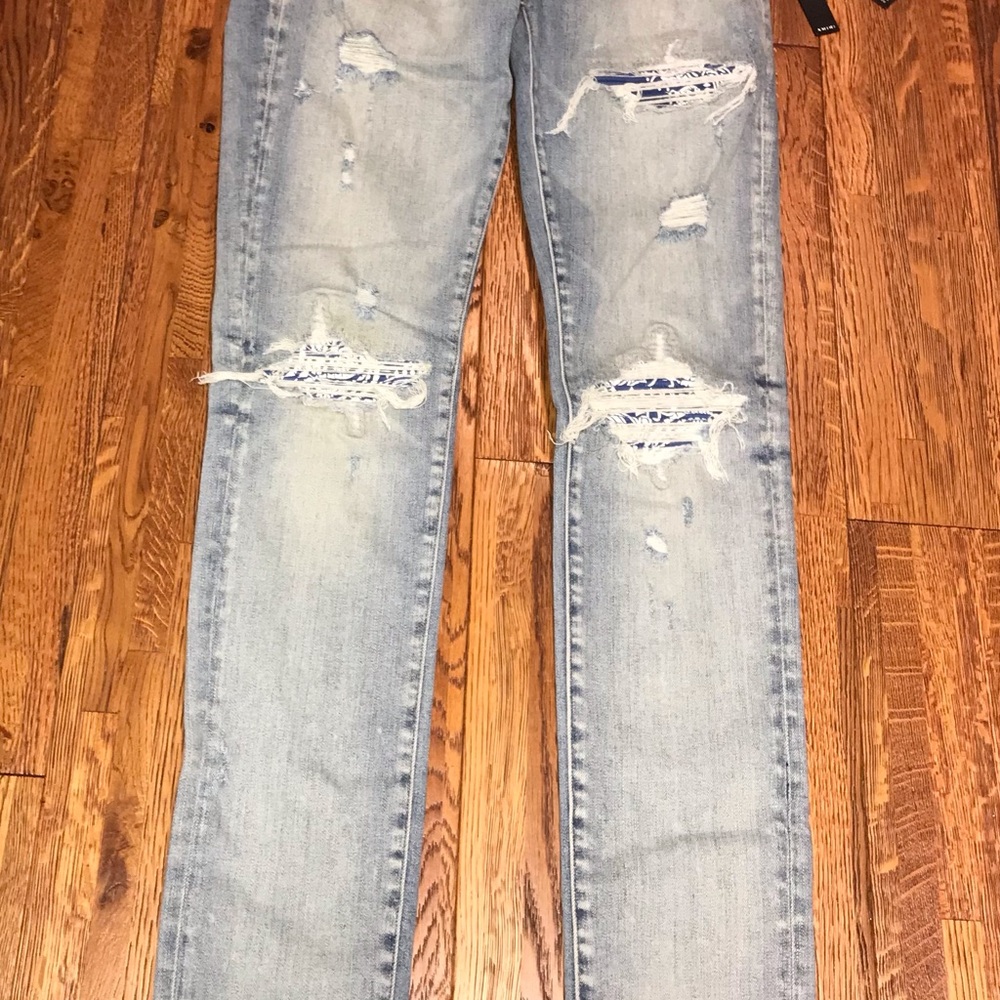 AMIRI Jeans MX1 Leather Bandana Jean Clay Indigo Size 29/34 100% AUTHENTIC